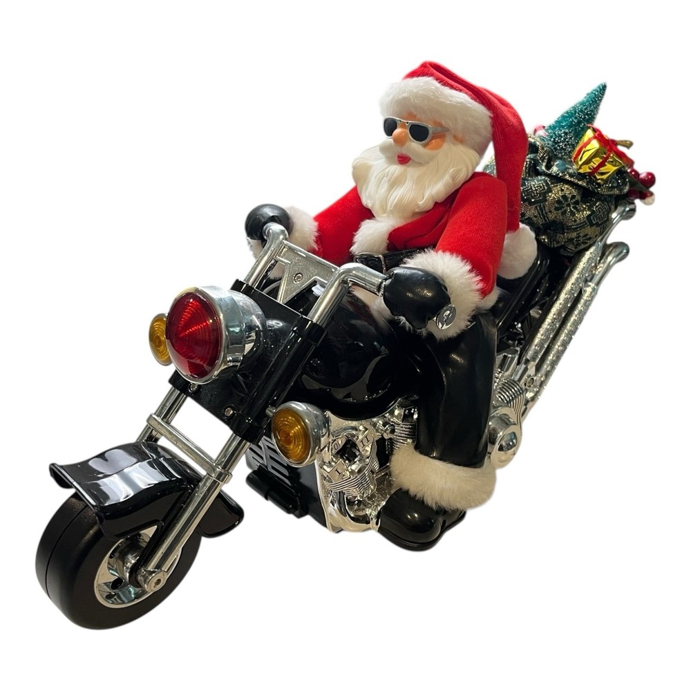 Vintage‎ Biker Santa Motorcycle Chopper Holiday- Display Only